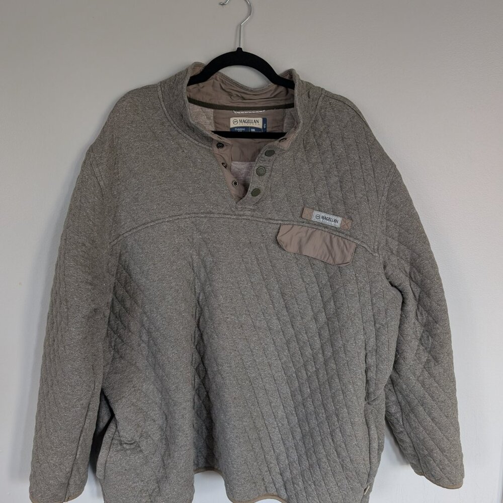 Magellan Outdoors Classic Fit Quilted Quarter Zip Heathered Green 3XL